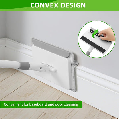 Baseboard Cleaner Tool with Handle, 55.9’’ Baseboard Cleaner with Extendable Handle, Wall Cleaner for Baseboard, Wall, Ceiling, with 4 Reusable Cleaning Pads