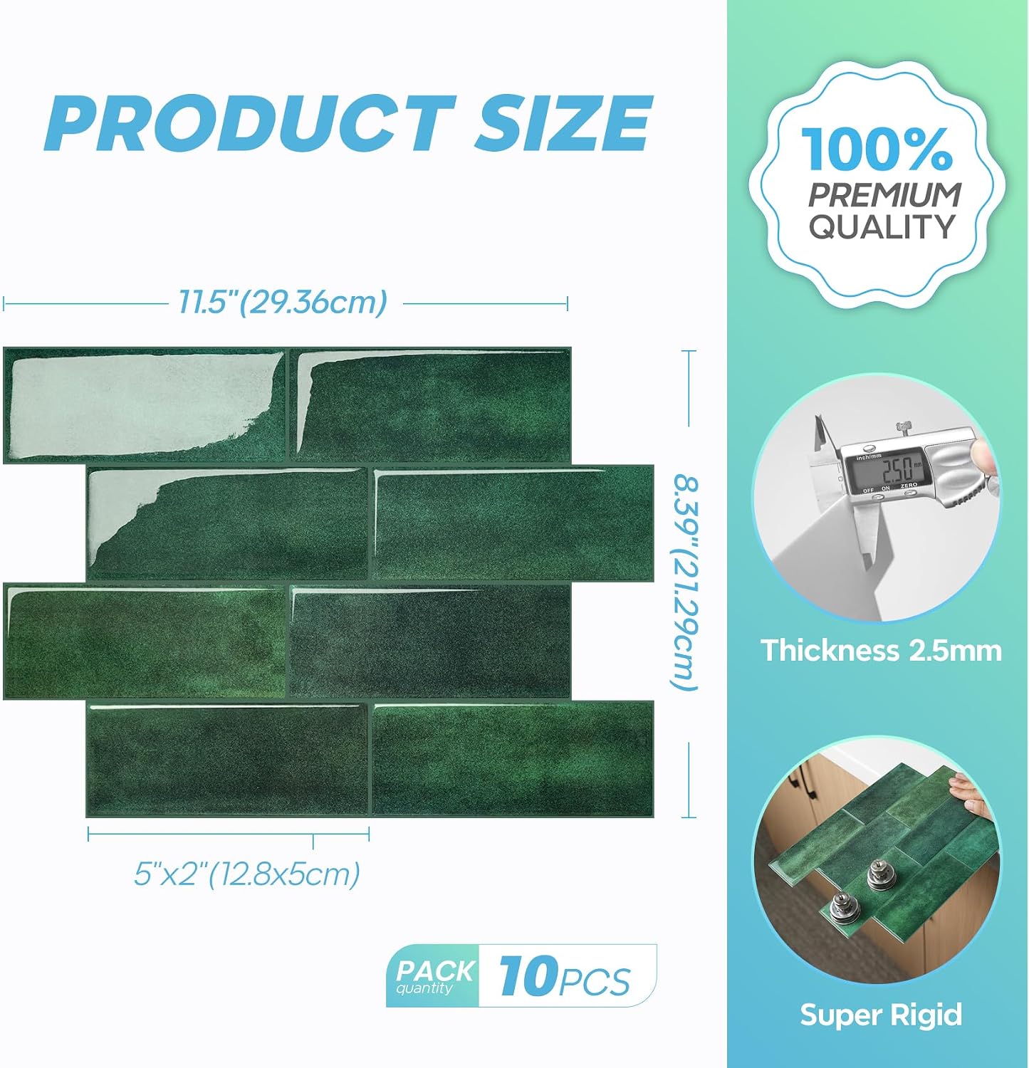 STICKGOO 10 Sheets Subway Tile Peel and Stick Backsplash, Extra Thick 3D Wall Tiles with Commercial-Grade Adhesive for Kitchen, Bathroom, Laundry Room,11.56"x8.38"(White)