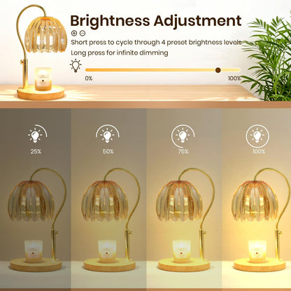 Candle Warmer Lamp with Timer & Dimmer, Electric Candle Lamp Warmer with 2 Bulbs for Scented Candle, Home Decor Gift for Her, Mother’s Day Gift (Milk Tea)