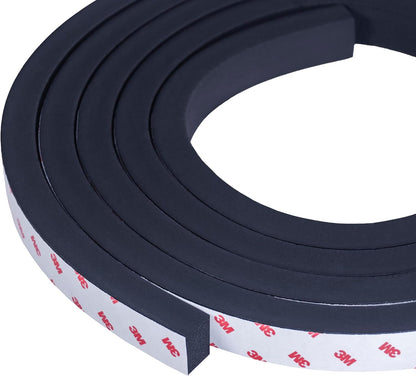 Neoprene Waterproof Rubber Foam 1/2” (w) x 1/4” (h) x 24 feet Long Weather Stripping Door Seal Insulation Shock-Absorbing 3M Self-Adhesive Tape for Door Frames, Windows – Black, 1 Continuous Roll