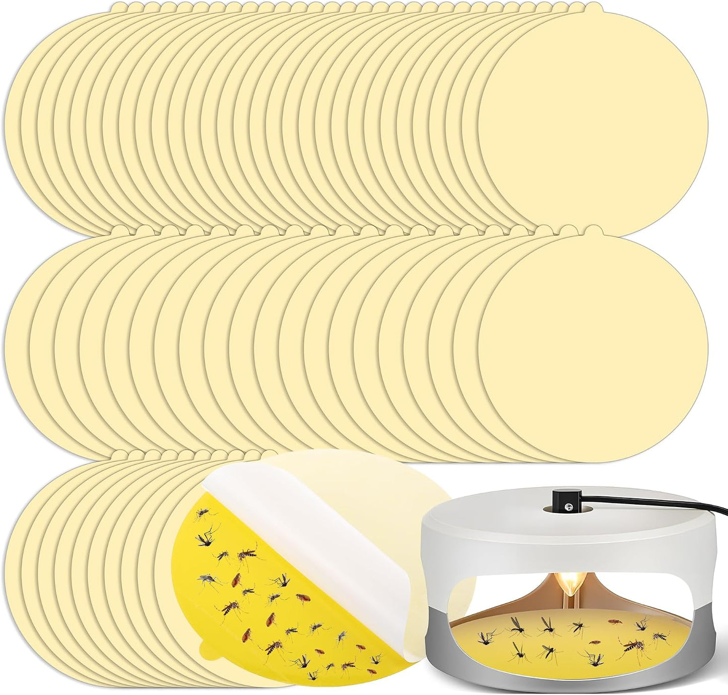 60 Pack Flea Trap Refills 7.1" Sticky Pads Fit Most Flea Traps | Flea Trap Sticky Pads Refills, Fit Most 7.1" Traps, for Inside Home Strong Adhesive, 7.1" Round Disc, Odorless Glue
