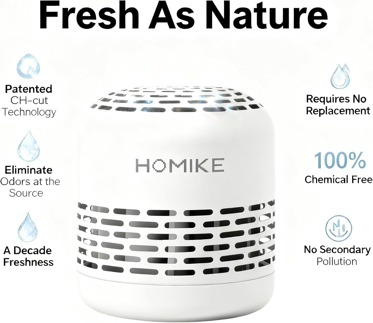 HOMIKE Refrigerator Deodorizer, Odor Eliminator,Last up to 10 Years for Car,Closet,Shoes Cabinet,Fridge and Freezer,Outperforms Baking Soda and Activated Carbon(Stainless Steel)