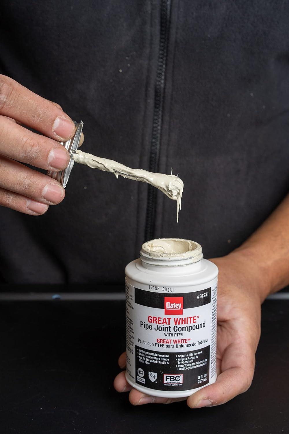 Pipe Thread Sealant 4 fl oz, Brush-Top Can, Great White Pipe Joint Compound, White, Liquid - 1 Each