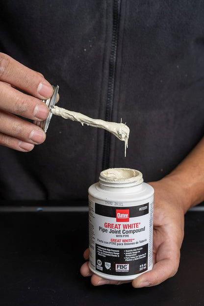 Pipe Thread Sealant 4 fl oz, Brush-Top Can, Great White Pipe Joint Compound, White, Liquid - 1 Each
