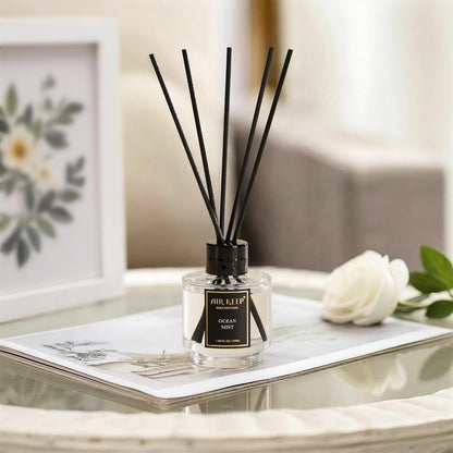 Airkeep Reed Diffuser Set of 3 for Bathroom Air Fresheners, Oil Diffuser Sticks | Cedar Wood,White Pine Moroccan Amber Scent Diffuser(1.7 fl oz*3) Fragrance with 18 Sticks Defusers | Shelf Decor