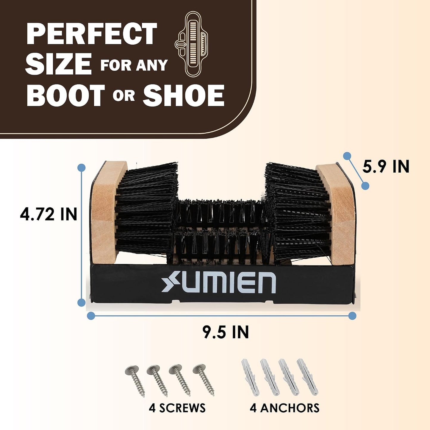 Umien™ Boot Scraper Outdoor Shoe Brush with Flaps - Cleaning Heavy-Duty Shoe Cleaner and Boot Scrubber for Mud, Dirt, and Snow - Durable Weather-Resistant Outdoor Shoe Cleaning Tool