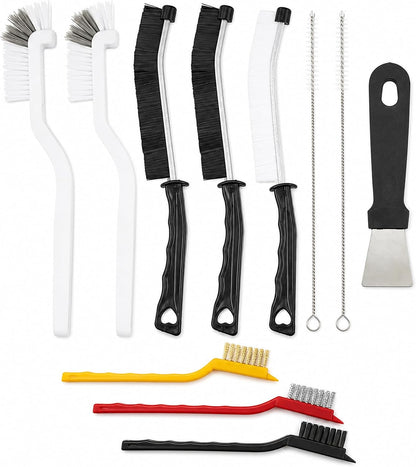 11Pcs Crevice Cleaning Brush Set, Hard Bristle Crevice Cleaning Brush Tool Kit, Thin Brush for Cleaning Tight Spaces, Gaps, Grout, Sink, Bathroom, Kitchen, Window Tracks, Bottles, Straws, with Scraper