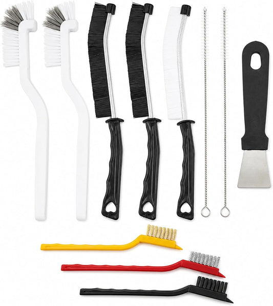 11Pcs Crevice Cleaning Brush Set, Hard Bristle Crevice Cleaning Brush Tool Kit, Thin Brush for Cleaning Tight Spaces, Gaps, Grout, Sink, Bathroom, Kitchen, Window Tracks, Bottles, Straws, with Scraper