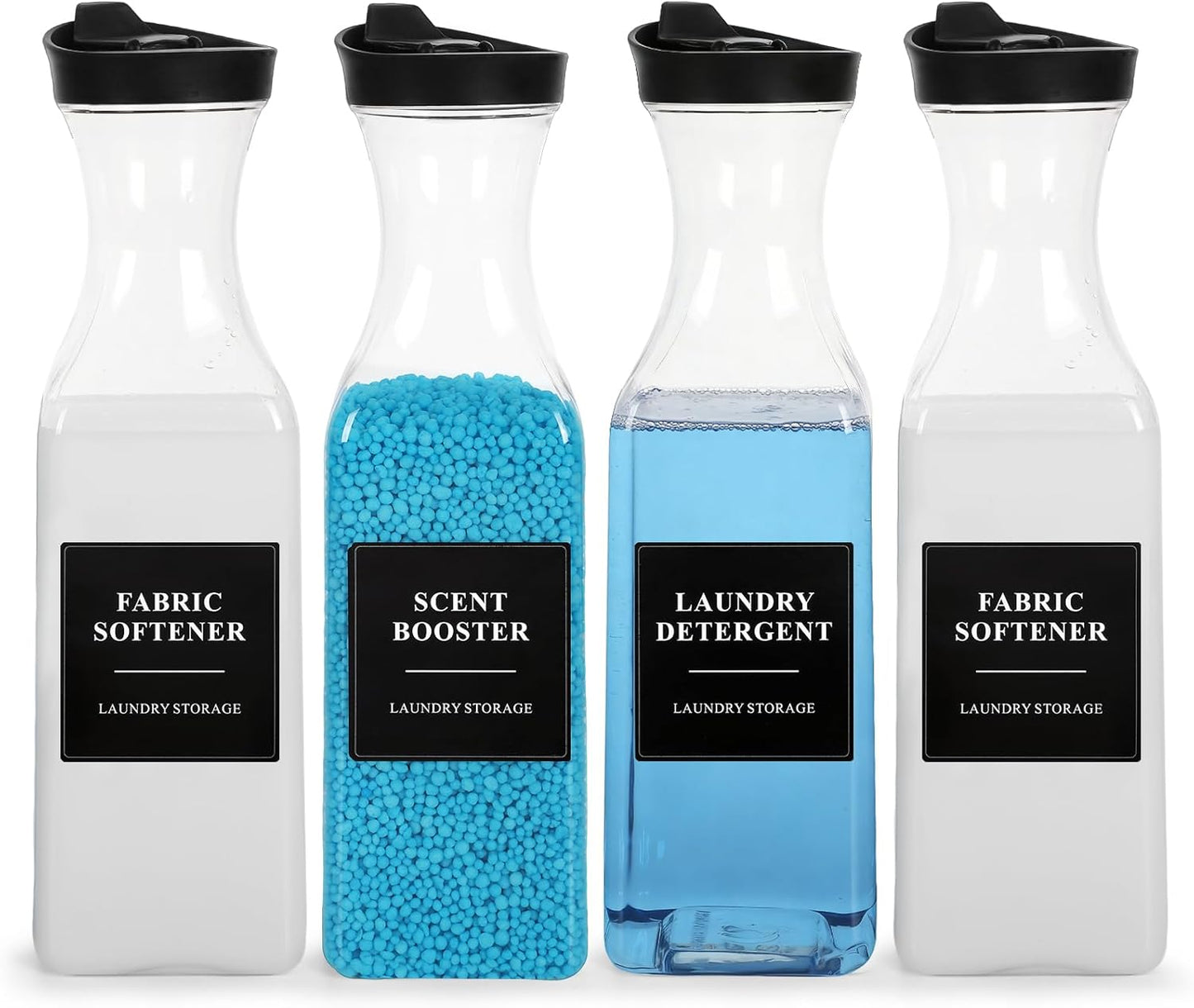 3 Pack Laundry Detergent Dispenser, Soap & Fabric Softener Dispenser, 54oz Detergent Containers, Laundry Room Organization and Storage Plastic Bottle for Scent Booster, Powder, Bleach (Height 12.2'')