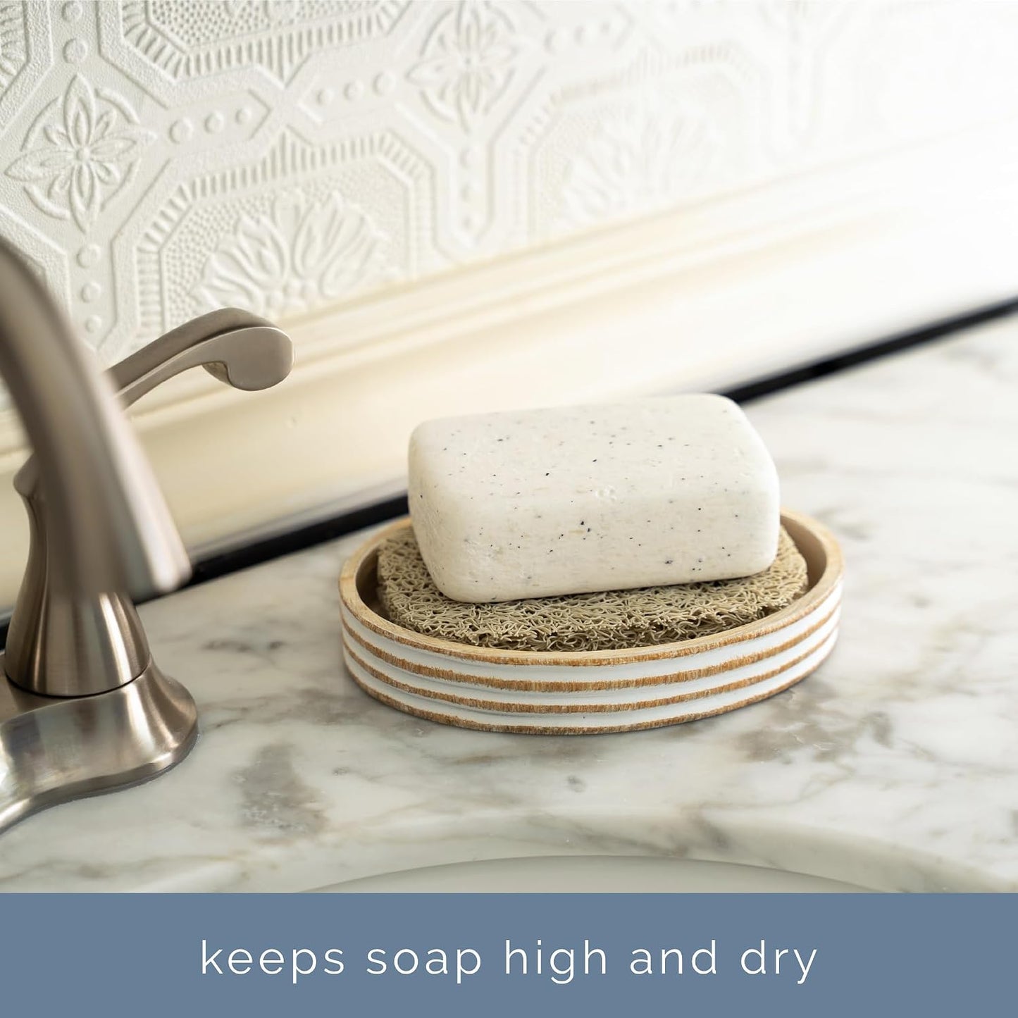 S&T INC. Bar Soap Holder for Kitchen, Bathroom, and Soap Dish, 4 Pack, White, 2.9 inches by 4.4 inches