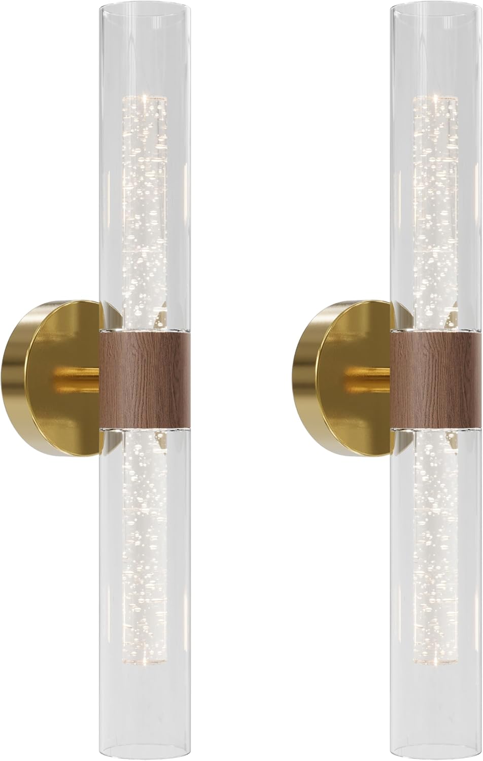 10000mAh Battery Operated Wall Sconce Set of 2, Rechargeable Wireless Wall Lights with Remote Control, Dimmable Timer 3 Color Temperature Glass Wall Lamp for Living Room Bedroom Gold 21.5 Inch