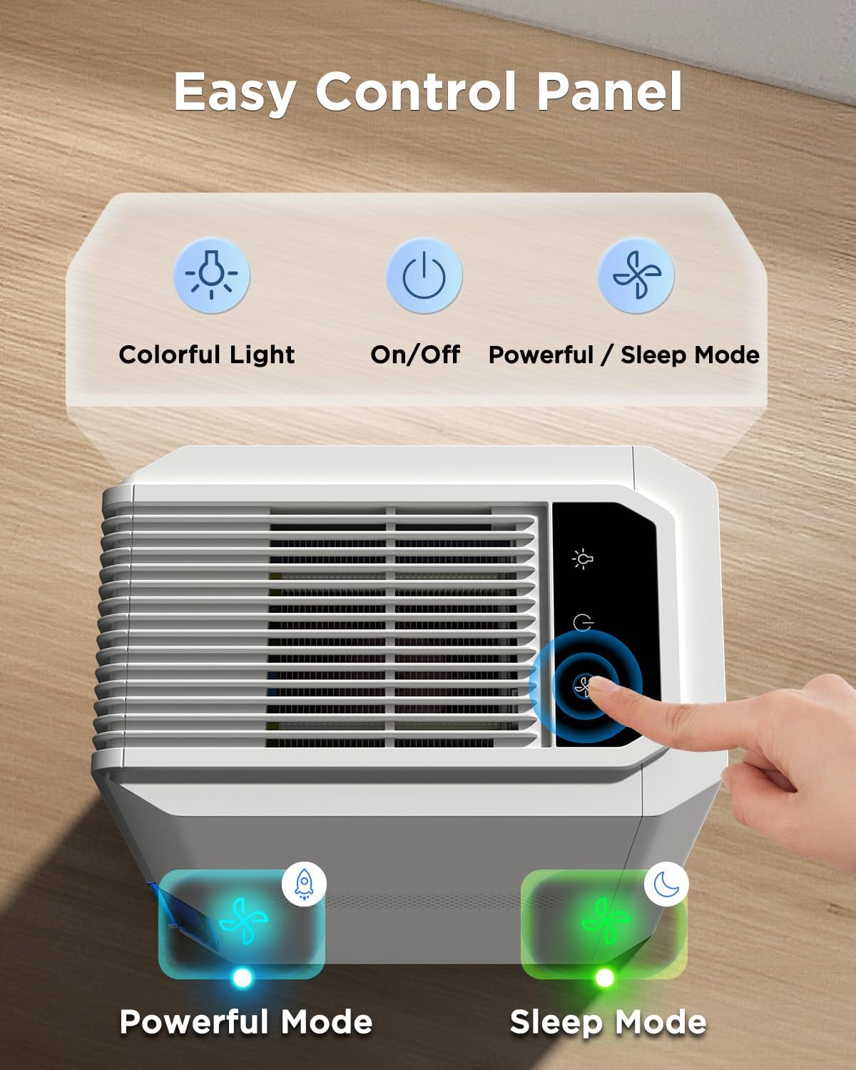 EasyAcc Bathroom Dehumidifier, 45 oz/Day Small Dehumidifier for Bathroom, Quiet Moisture Control Mini Dehumidifier for Home, Low-Temp Operation, Auto Shut-Off, 68 oz Tank, 7 LED Light for Closet RV