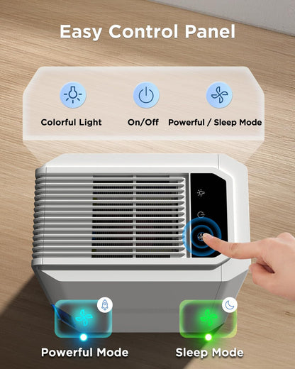 EasyAcc Bathroom Dehumidifier, 45 oz/Day Small Dehumidifier for Bathroom, Quiet Moisture Control Mini Dehumidifier for Home, Low-Temp Operation, Auto Shut-Off, 68 oz Tank, 7 LED Light for Closet RV