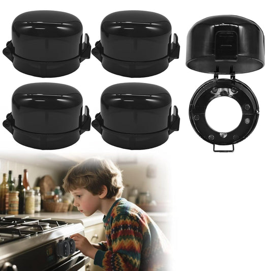 5-Pack Stove Knob Covers for Child & Pet Safety – Upgraded Push-On Gas Stove Locks, Clear Heat-Resistant Oven Knob Protectors, Babyproof Kitchen Appliance Guards