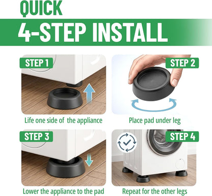 Evelots Anti Vibration Pads for Washing Machine - 8 Pack - Washer Dryer Pedestal Pads - Noise Dampening Support - Floor Protection - Stabilize Washer and Dryer