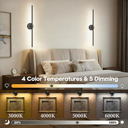 Battery Operated Wall Sconce Set of Two: Gold Wireless Rechargeable Wall Light with 10000mAh Detachable Battery and Remote, 360° Rotatable Scone Wall Decor for Bedroom Hallway Bathroom, 31.5inch