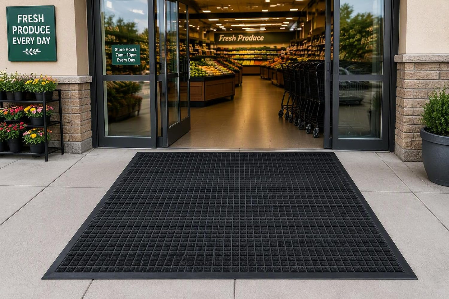 Guardian WaterGuard Indoor/Outdoor Wiper Scraper Floor Mat, Rubber/Nylon, 3'x4', Grey