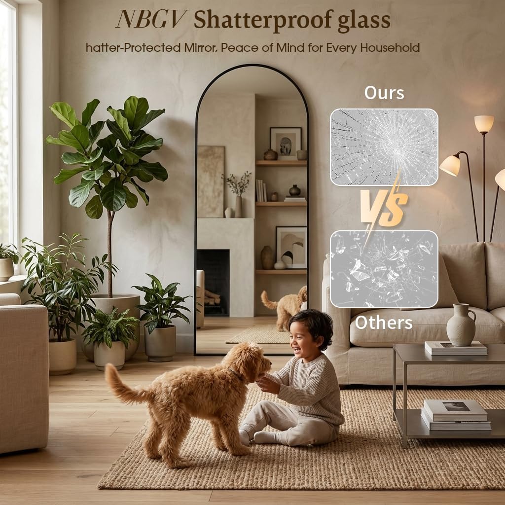 59"x16" Floor Mirror Full Length, Arched Full Length Mirror with Stand, Full Body Mirrors for Bedroom Living Room or Cloakroom Gold