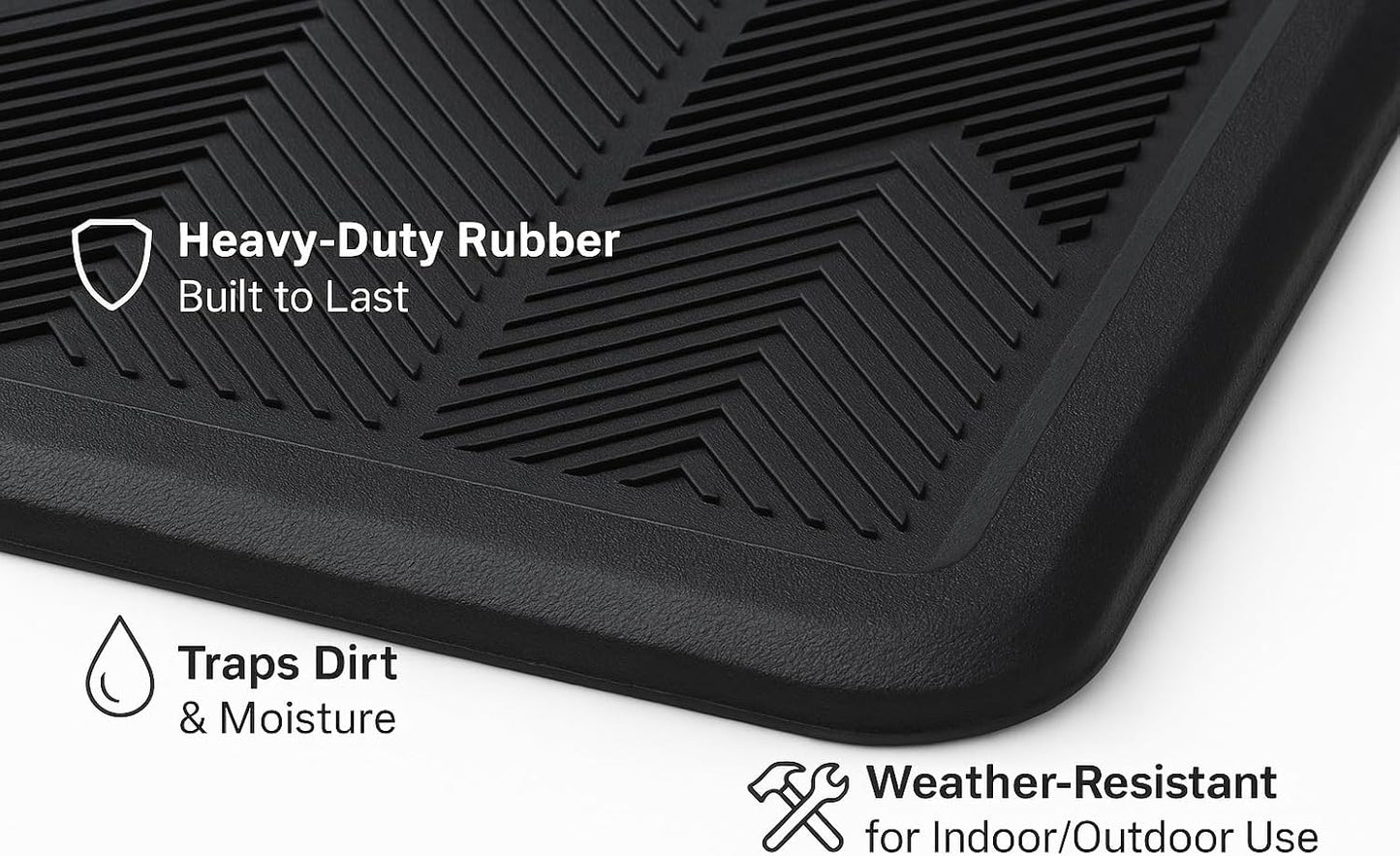 Rubber Boot Tray Scraper Mat – 13/16″ Thick, 32″ × 16″ Heavy-Duty Floor Protection Mat for Shoes, Indoor Outdoor Use