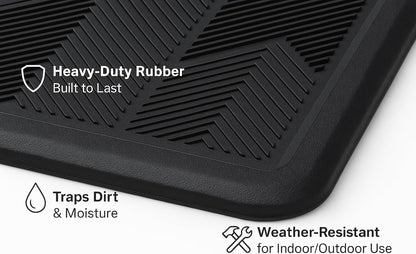 Rubber Boot Tray Scraper Mat – 13/16″ Thick, 32″ × 16″ Heavy-Duty Floor Protection Mat for Shoes, Indoor Outdoor Use