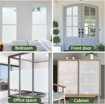 Frosted Glass Window Privacy Film, Static Cling, Non-Adhesive UV & Heat Blocking Anti-Glare Window Clings, Removable Reusable Stickers for Home Bathroom Office, 17.5" x 78.7"