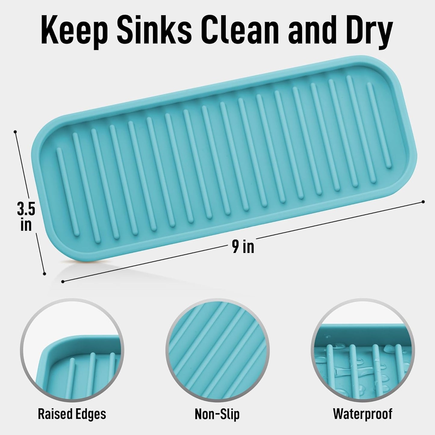 Zulay Kitchen (9x3.5in) Sponge Holder for Kitchen Sink - Flexible Heavy-Duty Multipurpose Sink Caddy - Counter Organizer for Kitchen, Bathroom, Makeup, Trinkets & More! (Grey)