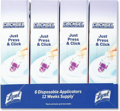 Lysol Click Gel Automatic Toilet Bowl Cleaner, Toilet Gel Stamp, Toilet Freshener, Bathroom Essentials, Refreshing Mango & Hibiscus Scent, 6 Count (Pack of 1)