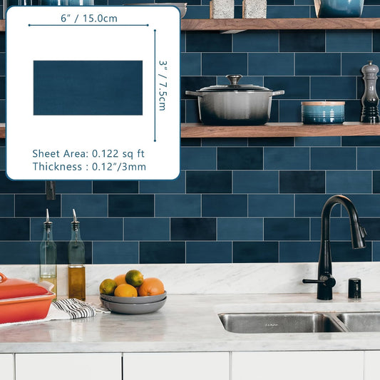 SUNWINGS 100-Sheet Subway Peel and Stick Backsplash Tile, 6" x 3" White Mixed Stone Composite Handmade Looks Self Adhesive Waterproof Wall Tile, Stick on Tiles for Kitchen Bathroom Shower Fireplace