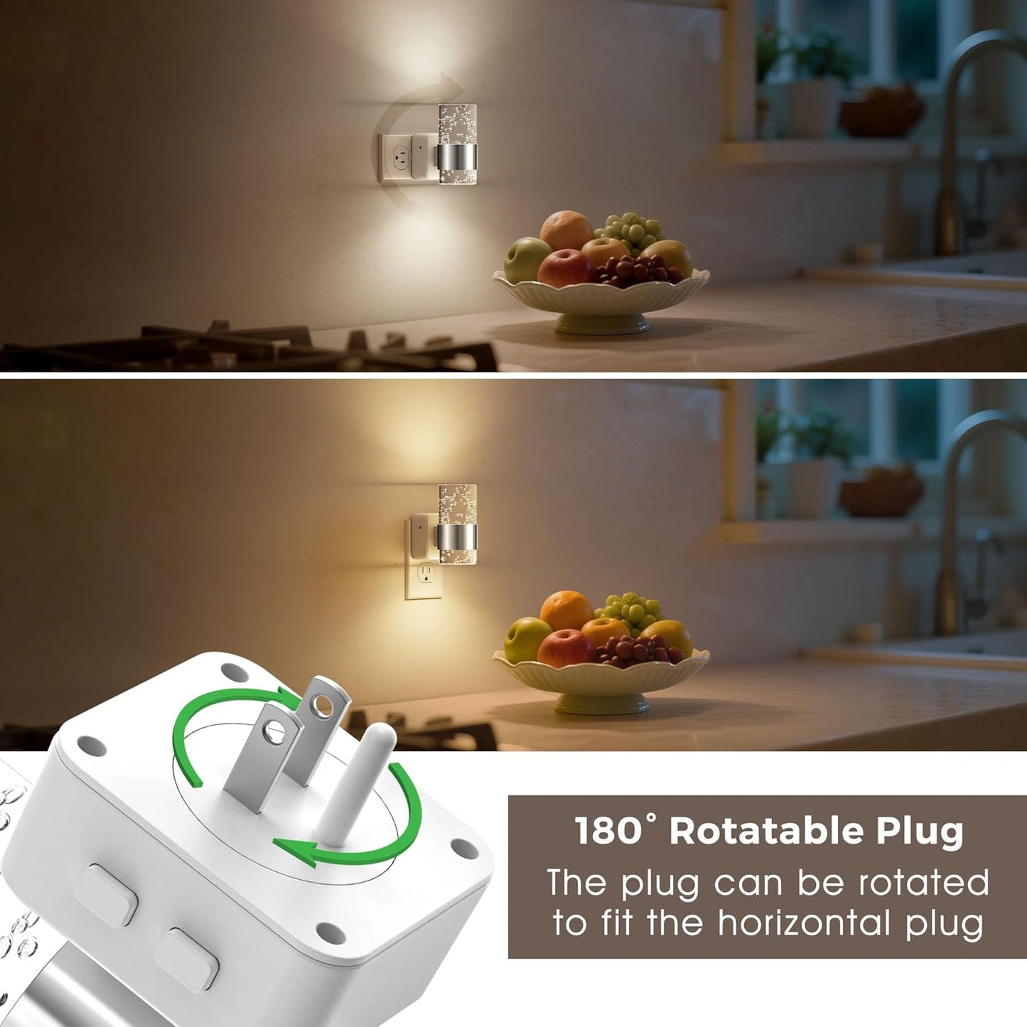 L LOHAS LED Night Light, Bubble Night Lights Plug into Wall,2 Pack 3000K/4000k/5000K Adjustable Color Temperature Night Light,Dimmable Nightlights with Dusk to Dawn Sensor for Rooms Bathroom Hallway