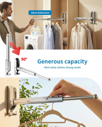BaiNong Pull Out Wall Mounted Clothes Drying Rack Black 13" Foldable | Laundry and Drying Solutions for Small Spaces Easy to Install