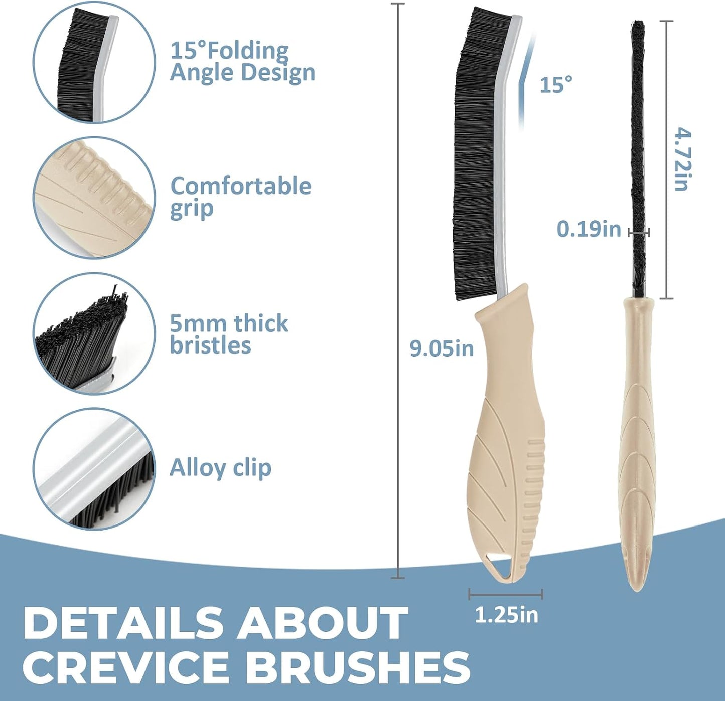 TQRR 3Pcs Cleaning Brush- Includes 1 Soft Bristle Cleaning Brush, 2 Hard Crevice Brush, Bathroom Cleaning Brush, Multifuntianal Grout Brush, Cleaning Tools for Auto Vent Wheel Kitchen House (Black)