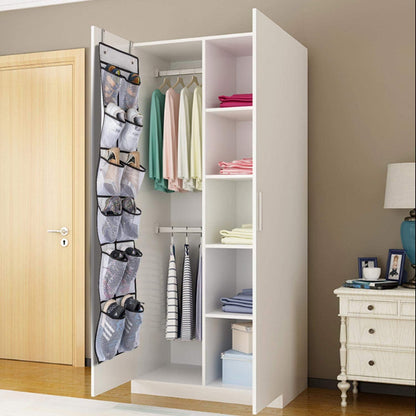 KEEPJOY 10 Tiers White Over Door Shoe Organizer Storage, Hanging Shoe Holder for Door with Large Deep Pockets, Fit 20-30 Pairs Shoe Rack for Sneakers, Boots (White)
