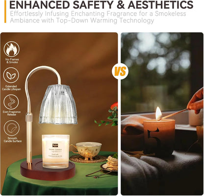 Candle Warmer Lamp with 3 Bulbs, Adjustable Height Dimmable Candle Warmer with Timer, Candle Lamp with Charming Gift Box Ribbon,Birthday Gifts for Women Mom, House Warming Gifts New Home Decor