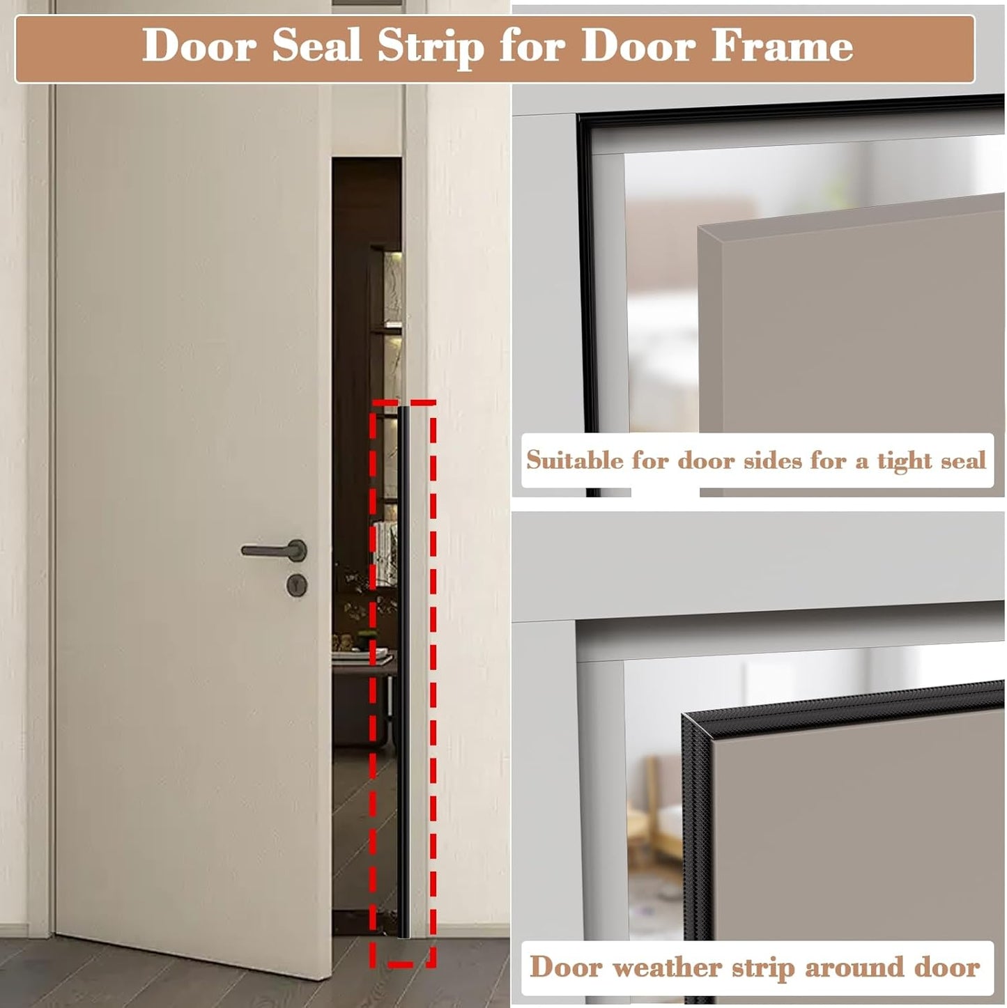16.4 Ft Weather Stripping Door Seal Strip,Self-Adhesive Foam Weather Strip for Window Door Insulation,Soundproofing Weatherstripping for Windows Gap Filler,Wedge Window Sealer Tape for Winter,Black