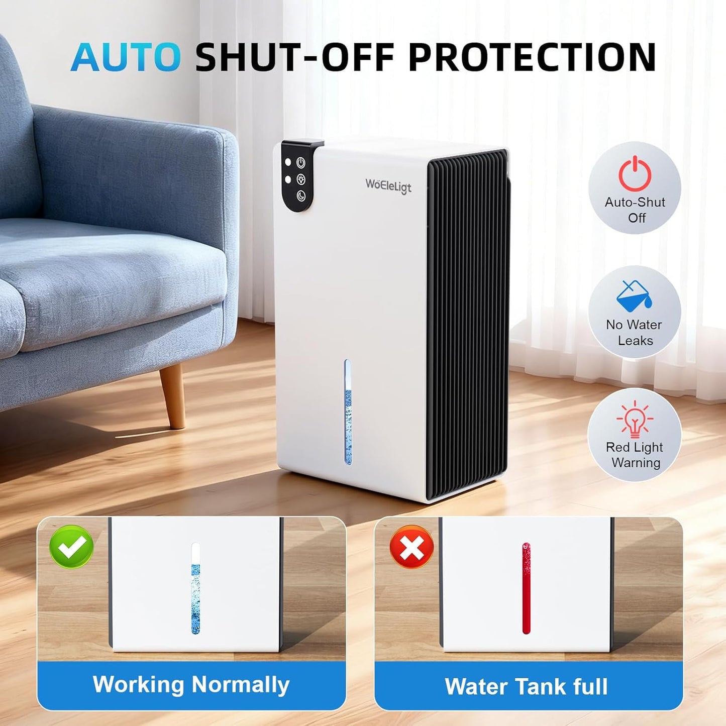 98 OZ Small Dehumidifier for Home 1000 Sq Ft, Quiet Dehumidifier with Drain Hose, Auto Shut-Off, Sleep Mode, 7-Color Light for Basement, Bedroom, Bathroom, Closet, RV (Sliver White)