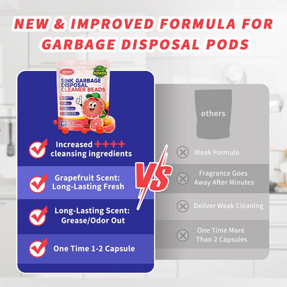 50 Count Garbage Disposal Cleaner and Deodorizer – Sink Odor Eliminator, New Powerful XL Sink Drain Freshener Pods | Dissolves Grease, Eliminates Odors, Lemon Zest Scent