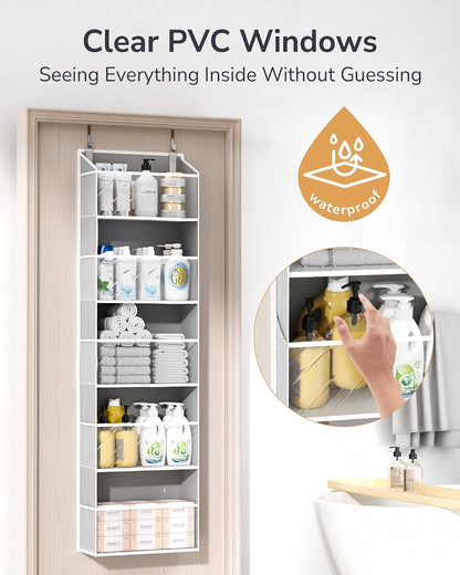ULG Over the Door Organizer, 5-Tier Extra Large Hanging Storage with 10 Mesh Pockets, 100 lbs Capacity, Heavy Duty Door Organizer for Closet, Bedroom, Nursery Storage, Beige
