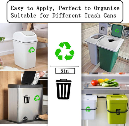 16 Pack Activated Carbon Filter with 2 Pack Recycle+Trash Sticker Fits EKO Trash Can with Built-in Compartment, Also Fits SIMPLI-Magic Garbage Bins, for Trash Can and Compost Bin