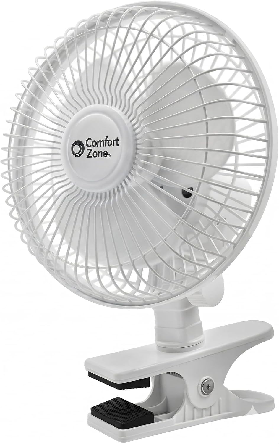 Comfort Zone 6-Inch Corded Clip-On Personal Fan – 2-Speed Quiet Desk Fan with 360° Rotation, Fully Adjustable Tilt & Secure Strong Clamp – Mini Air Circulator for Desks, Bedside & Office