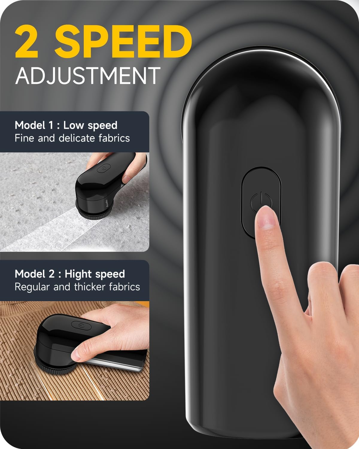 Fabric Shaver Lint Remover, Sweater Shaver to Remove Pilling, Lint Shaver with 2-Speed Power Adjustment, Fuzz Shaver for Clothes Balls-Battery Operated Black
