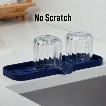 Zulay Kitchen (9x3.5in) Sponge Holder for Kitchen Sink - Flexible Heavy-Duty Multipurpose Sink Caddy - Counter Organizer for Kitchen, Bathroom, Makeup, Trinkets & More! (Grey)