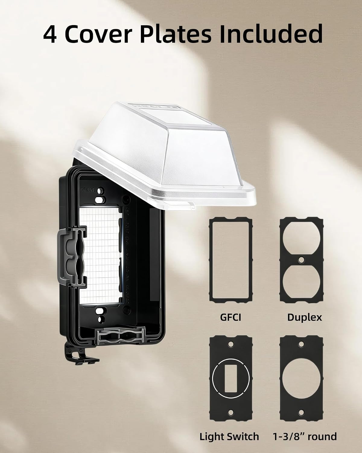 Outdoor Outlet Cover,1-Gang Weatherproof Lockable Receptacle Cover | In-Use PC Outlet Cover,Extra-Duty,Horizontal/Vertical Mount,Compatible with GFCI,Duplex Outlets and Switches for Outdoor Use