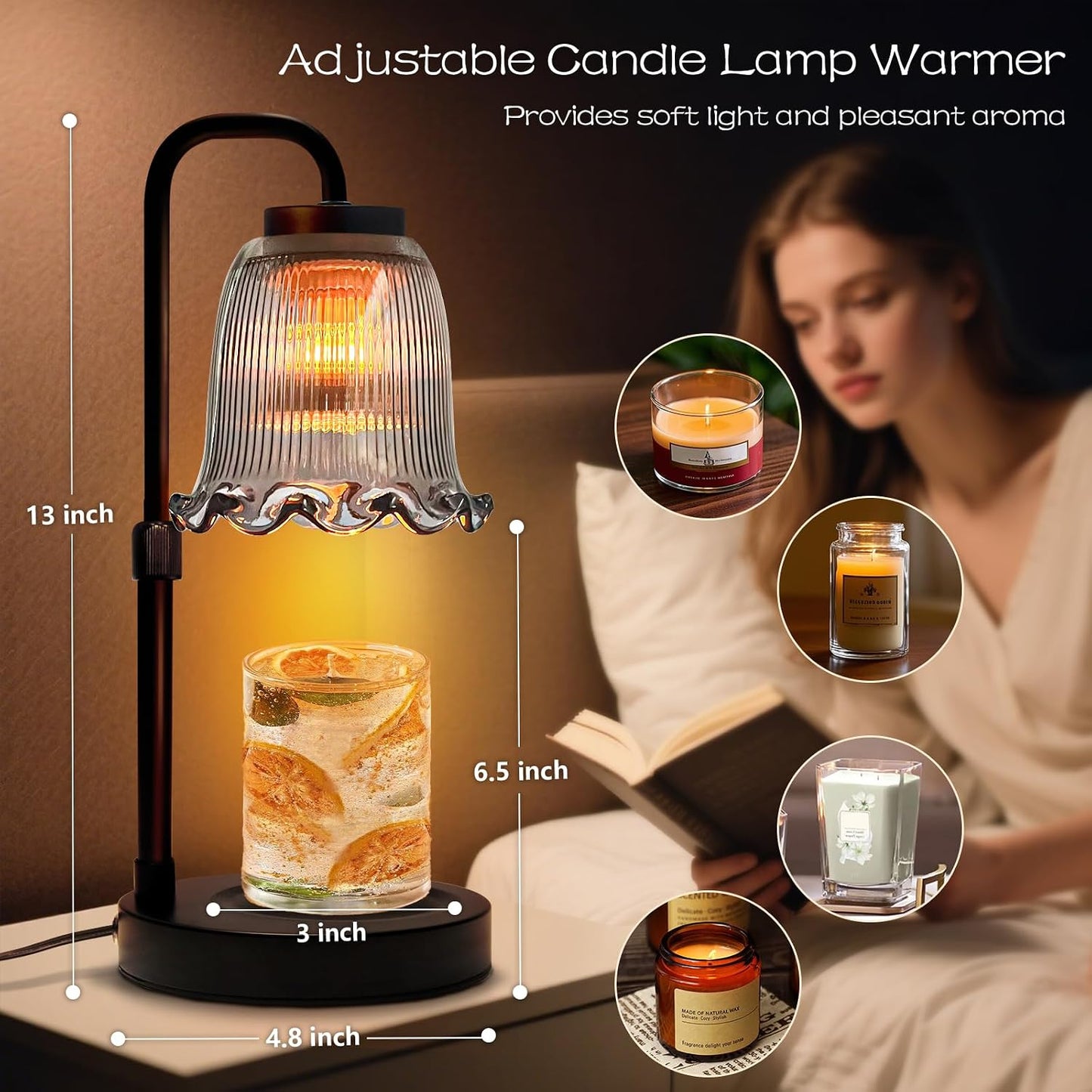 Adjustable Candle Warmer Lamp with Timer: Mothers Day Gifts Lamp fits All Candle Jar Home Decor - Wax Warmer for Scented Wax - Birthday Gifts for Women