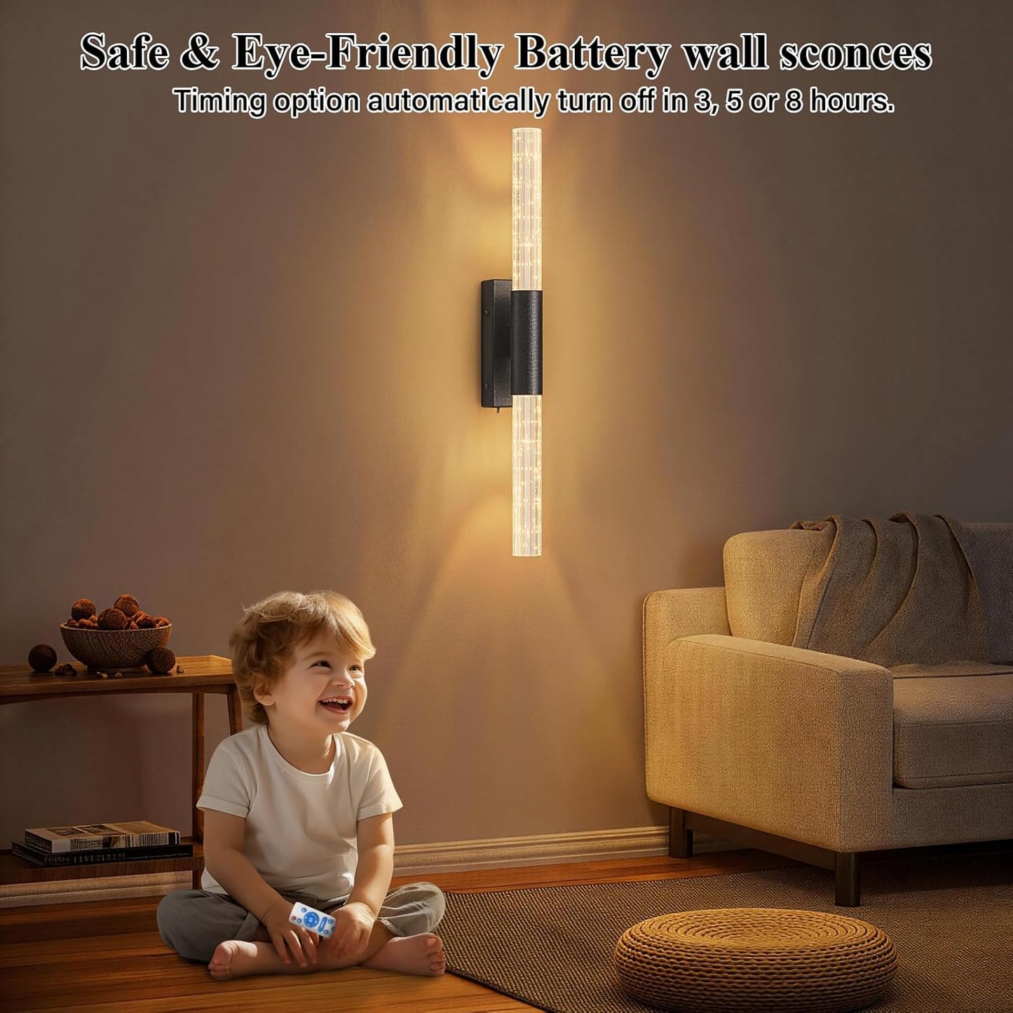 camuucci Battery Operated Wall Sconces Set of 2 Rechargeable Battery Powered Wall Light with 12000mAh Not Hardwired Dimmable Wall Lamp Fixtures for Bedroom Living Room Gold 15.3 Inches