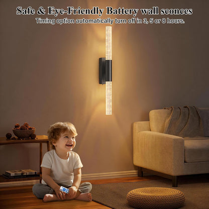 camuucci Battery Operated Wall Sconces Set of 2 Rechargeable Battery Powered Wall Light with 12000mAh Not Hardwired Dimmable Wall Lamp Fixtures for Bedroom Living Room Gold 15.3 Inches