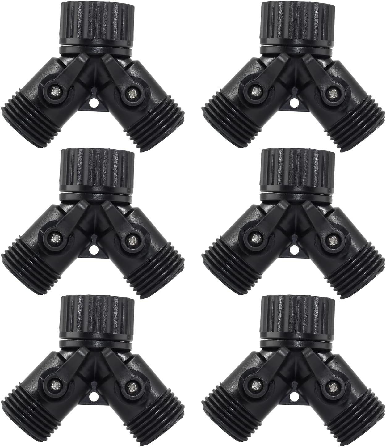 6 Pcs 2 Way Hose Adapter Y Valve Garden Hose Connector, Green | Non Rust Spigot Faucet Adapter, 3/4 Garden Hose Y Connectors, Plastic Hose Splitter, Faucet Watering Shut Off Valves