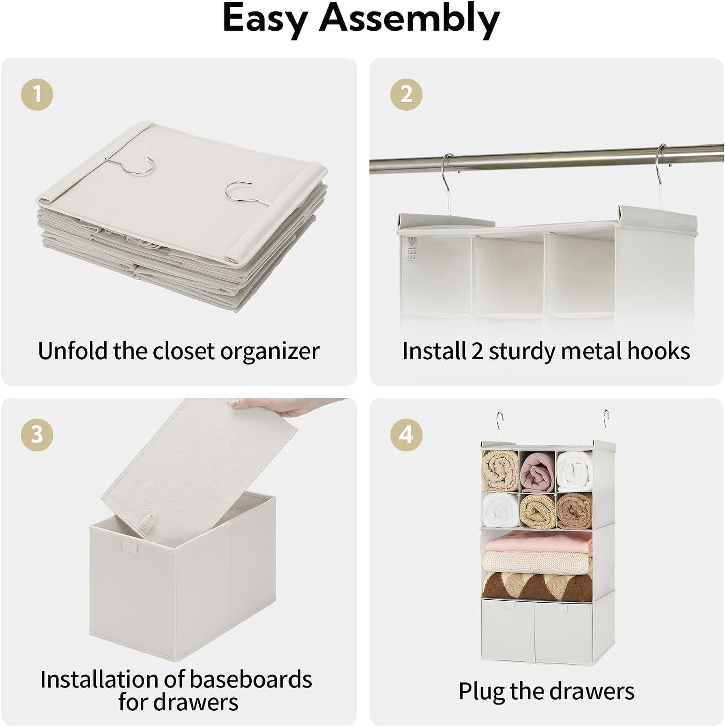 GRANNY SAYS 3-Shelf Hanging Closet Organizer and Storage, Collapsible Hanging Closet Shelves, Hanging Organizer for Closet & RV, Gray, 29 ½" H X 12" W X 12" D, 1-Pack