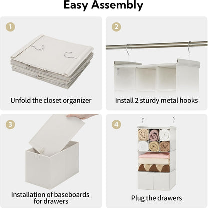 GRANNY SAYS 3-Shelf Hanging Closet Organizer and Storage, Collapsible Hanging Closet Shelves, Hanging Organizer for Closet & RV, Gray, 29 ½" H X 12" W X 12" D, 1-Pack