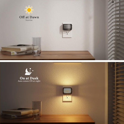 JandCase Motion Sensor Night Light, [2 Pack] Night Lights Plug into Wall, Dusk to Dawn & Motion Sensor, 3 Level Brightness Dimmable Plug in Night Light, 3000K Nightlight for Bedroom Bathroom Hallway