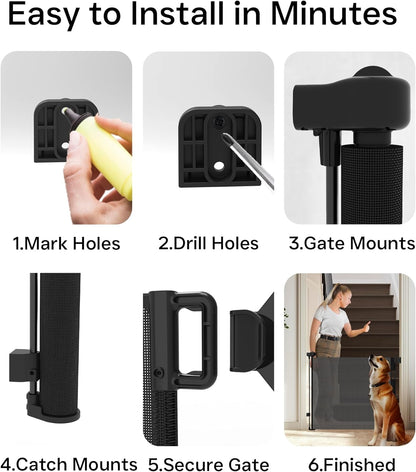 236 Inch Extra Wide Retractable Baby Gate,Mesh Baby Gate or Mesh Dog Gate,34" Tall,Child Safety Gate for Doorways, Stairs, Hallways, Indoor or Outdoor